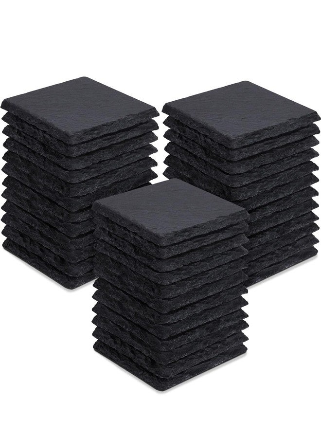 GOH DODD 36 Pieces Slate Drink Coasters, GOH DODD 4 Inch Black Coasters Stone Coaster Set, Laser Engraving Blanks with Anti-Scratch Bottom for Home Office Bar Outdoor Housewarming Gifts Wedding Party, Square - Image 1